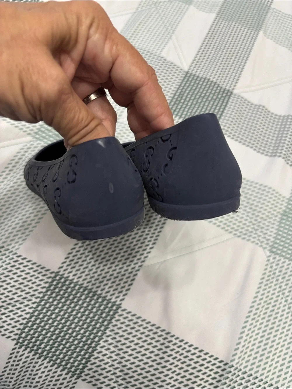 Gucci Navy Rubber GG Ballet Flats